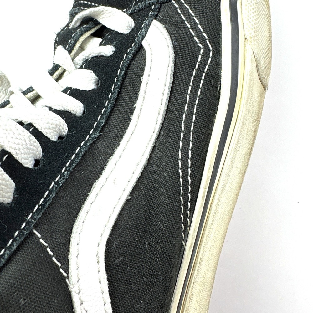 Vans Old Skool Low Top Skate Shoes M 7 W 8.5 Black White Canvas Suede - Picture 14 of 16